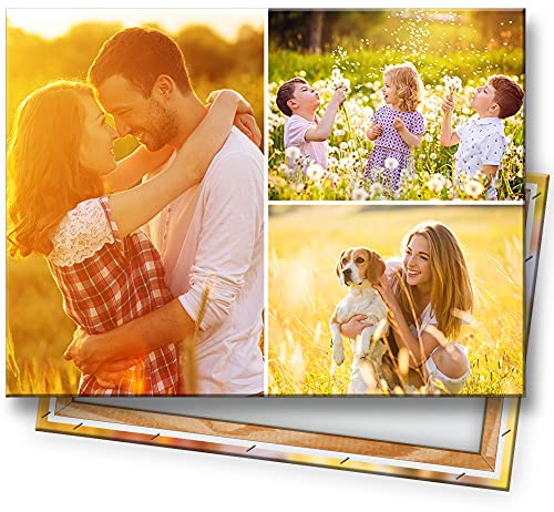 KL KUNSTLAB Fotocollage. Deine 3 Fotos auf Leinwand 40x30 cm Querformat. Holzrahmen Personalisierbar. Fotogeschenk selbst gestalten. Sofort hochladen.