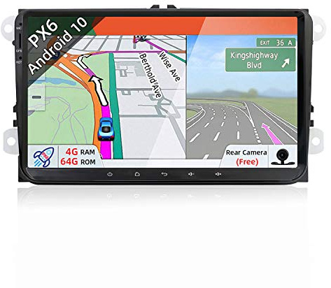 JOYX PX6 Android 10 Double Din Car Stereo Compatible for VW Golf/Skoda/Seat/Polo Head Unit | 4G+64G | Free Camera Canbus | 9 Inch | Support 4K-Video HDMI AHD-Camera 4G BT4.0 WIFI DAB SWC Google