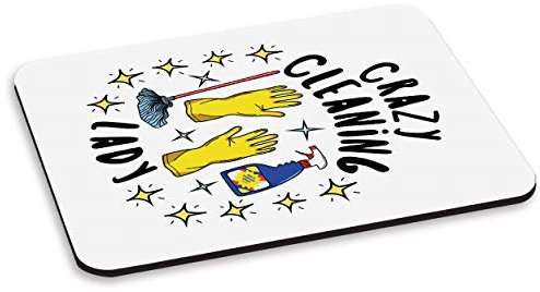 Crazy Cleaning Lady Stars PC Computer Mouse Mat Pad