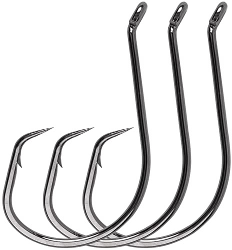 FUSIGO Kreis Angelhaken, 110 Stück Octopus Circle Haken, 2 x starke, extra scharfe schwarze Haken aus Karbonstahl für Salzwasser Angelhaken Größe 10#-10/0 (110 Stück 1/0)