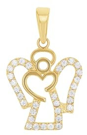 Amor Motivanhänger Damen Anhänger, mit Zirkonia synth., 1,9 cm, Gold, Engel, Kommt in Schmuck Geschenk Box, 2035313