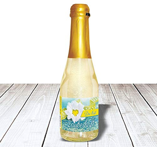 Piccolo Liebe Grüße - Du bist zauberhaft - Beerenperlwein | 0,2 l Sekt halbtrocken | prickelnd freischer Fruchtsecco Perlwein aus weißen Beeren