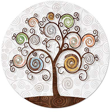 Lupia - Sottotutto Decorato Albero della Vita in Legno Rotondo sotto Bicchiere, Piatto, pentola Tree White 32 cm 1 pz