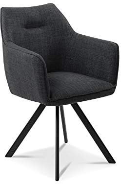 moebel-eins ROOKY 2er Set Schalenstuhl, Gestell Eisen schwarz/Bezug Stoff