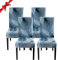 Jaotto Stuhlhussen 4 Stück Universal, Stuhlhusse Stretch 4er Set Moderne, Stuhlhussen Schwingstühle Elastische Langlebig Stuhlhussen für Esszimmer Bankett Deko(Blaue Blätter,4 Stück)