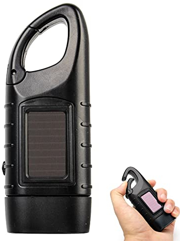 Linterna recargable de manivela, linterna solar LED, linterna de dinamo, linterna portátil de camping, linterna de emergencia para exteriores con hebilla de mosquetón