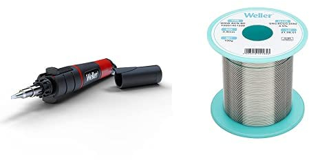Weller WLBU75 Cordless Soldering Iron and Heat Tool, Butane Powered, 25-75W with WSW SCN M1 (T0051401399) Lead Free Solder Wire, Ø 0.8mm, Alloy Sn99.3Cu0.6Ni0.05, Flux Content 3.5%, 100g