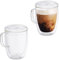 Relaxdays Tasses à café Double paroi, Lot de 2, Verre Borosilicate à thé avec Anse et Couvercle, 500 ML, Transparent
