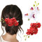 Yangshine Blumen-Haar-Accessoires for women,orchideen-Haarspangen, künstliche Phalaenopsis-Alligator-Haarnadeln,Hawaii-Blumen Kopfbedeckung für Strand Party, Rot + Weiß, 2 Stück