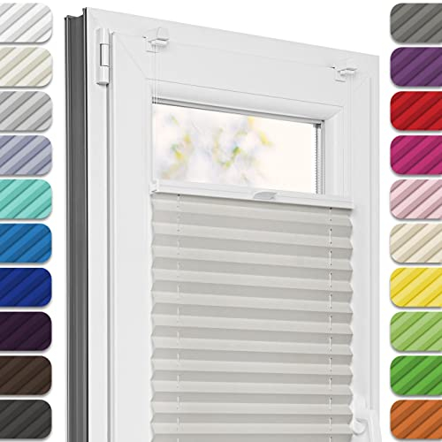 Estika Plissee ohne Bohren, Premium Klemmfix - 95cm Breite x 150cm Höhe - Grau - Metal pliseehalter ohne Bohren, Modern sichtschutz für Fenster, Jalousien Fenster ohne Bohren