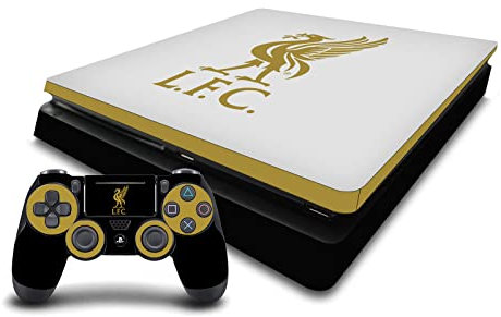 Head Case Designs Offizielle Liverpool Football Club Liver Bird Gold On Black Kunst Vinyl Haut Gaming Aufkleber Abziehbild kompatibel mit Sony PlayStation 4 PS4 Slim Console and DualShock 4 Controller