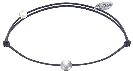 LES POULETTES BIJOUX - Bracelet Lien Petite Perle Argent 925 - Gris