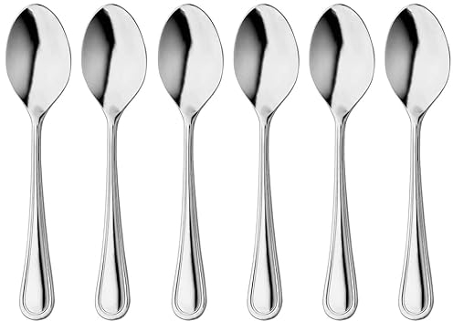 Stainless Steel Sliver Tea Spoons Set of 6 - Tea Spoon for Coffee & Dessert, Indoor or Outdoor Picnic Party, Home, Kitchen, Restaurant Camping Cutlery Utensil Set, Dishwasher Safe