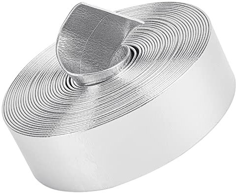 GORGECRAFT 5.5Yds X 25mm lanières en Cuir Métallisé Brillant Plat Argent Cordon en Cuir Brillant PU Cuir Dentelle Décapant Perles Ficelle Ruban Artisanat Double Face Bandes Fausses Fournitures