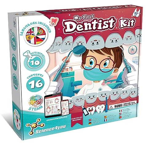 Science4you Mein Erstes Zahnarzt Spielzeug für Kinder 6+ Jahre - Arztkoffer für Kinder ab 5+ Jahre mit Zahnarzt Set mit 10 Aktivitäten, Lernspielzeug Geschenke für Mädchen & Jungen 4 5 6+ Jahre