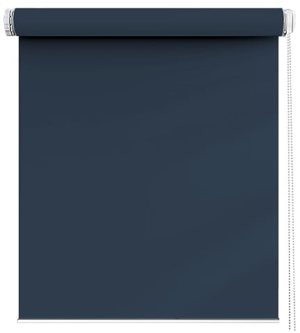 Fensterrollo Klemmrollo 55 x 210 cm, Blickdicht Sichtschutz Sonnenschutz, Thermorollo Hitzeschutz, inklusive Montagematerial, für Dachfenster, Dunkelblau