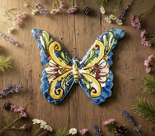 Mondocreazioni Farfalla in ceramica siciliana di caltagirone realizzata e decorata totalmente a mano (10 CM, 01)
