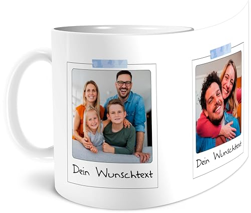 OWLBOOK® Personalisierte Geschenke Foto Tasse personalisiert | Foto Geschenke | Tasse mit Foto selbst gestalten | Fototasse mit 2 Fotos Bildern | Tasse selbst individuell gestalten | Polaroid