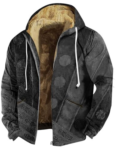Jackets for Men Mens Suede Jacket Mens Sherpa Lined Hoodie Jacket for Men Sherpa Jacket Men Mens Jacket Mens Coats Winter Men's Trench & Rain Coats Winter Coats for Men(1-Dark Gray,5X-Large)