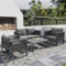 Gartenlounge Set für 3-4 Personen, Gartenmöbel-Set aus Seil, Outdoor Lounge-Set Sitzgruppe mit Kissen und Couchtisch, verstellbare Füße, Terrassenmöbel für Garten Balkon und Terrasse (Grau)