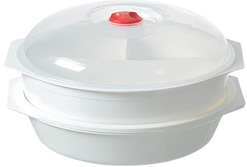 MEGYAD Lot de 2 assiettes à micro-ondes avec couvercle : vaisselle pour micro-ondes, 2 compartiments, boîtes de conservation adaptées au micro-ondes avec ventilation, assiettes à micro-ondes, boîtes