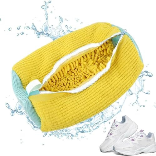 EpheyFIF Schuhwaschbeutel, Waschbeutel Schuhe,Shoe Wash Bag,Schuhsack Waschmaschine,Wäschenetz Schuhe,Schuhwaschbeutel Waschmaschine,Schuhe Waschmaschine Beutel (2 Stück Gelb)