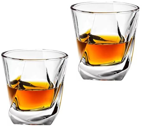 CHCENGZD Altmodisches Whisky Gläser Aus Kristall, Bleifreies, Klares Glas, Geeignet Zum Trinken Von Bourbon, Scotch, Cognac, Cocktails,2PCS