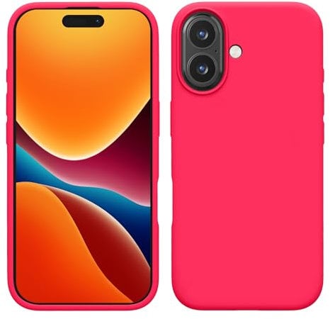 kwmobile Case Compatible with Apple iPhone 16 Plus Case - TPU Silicone Phone Cover with Soft Finish - Neon Pink