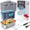 Romon Fiambrera Electrica, 3 en 1 12V/24V/220V Fiambrera Electrica Comida Trabajo para Coche Camión Trabajo, 75W Tartera Comida Trabajo de 1.8L, Taper Electrico para Comida en Acero Inoxidable