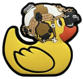 Ruoming 1 x gelbe Enten-Patches mit Klettverschluss, PVC-Gummi, taktischer Militär-Cartoon-Aufnäher, 3D-Aufnäher