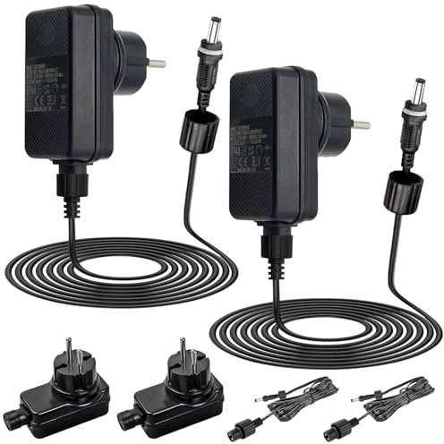 TENDIST 2 Stück Gartenbeleuchtung 24V LED Netzteil DC Wasserdicht für Außen mit 1,5 M Wasserdichtem Kabel, 24W IP44 Netzteil für Tendist Außen LED Streifen, LED Adapter für 5,5 x 2,1 mm