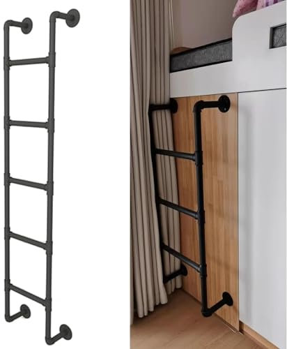 KUOYTT Échelle Murale Robuste pour dortoir, échelle de Sortie de fenêtre de Toit/sous-Sol de Garage, échelle de loft en Fer forgé/échelle de lit superposé, Charge 660 LB (Taille : 1,75 m/