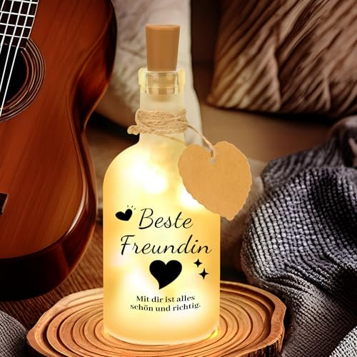 MUCOOS Best Friend Gifts, LED Bottle Light with Saying Illuminated Decorative Bottle with Cork Stopper Bottles Fairy Lights Gift Tags Money Gifts for Birthday Christmas (Best Friend)