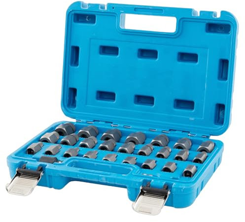 COSTWAY 27Pcs Screw Extractor Set, Dual Headed Easy Out Bolt Removal Kit with 3/8” Drive & Hex Head Bolt Remover, Multi-Spline Extractors for Removing Stripped, Rusted, Damaged Screw Stud (Blue)