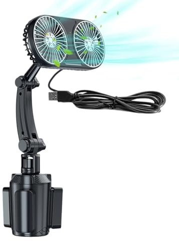 Ventilateur de voiture porte-gobelet – Ventilateur porte-gobelet pour voitures – Ventilateur USB pour climatiseur | Ventilateur de refroidissement de voiture Usb pour siège arrière, avec Base réglable