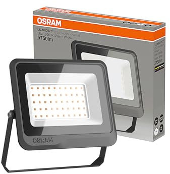 OSRAM LUXPOINT® Floodlight LED - Kämpig Foco Proyector Negro exterior 50W Luz neutra 4000K 110Lm/W, Aluminio Protección Sobrevoltajes IK08 Resistente Agua IP65 (Luz neutra 4000K, 50W | Negro)