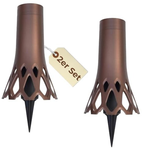 2X Grabvase mit Erdspieß Friedhofvase Grabschmuck Blumenvase Friedhof Steckvase Grab Vase zum stecken Bronze 1,3 L Frostsicher