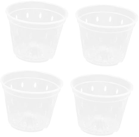 Milisten 4pièces Pots De Fleurs Transparents pour Orchidées Gobelets De Plantation Plastique Coupelles Engrais pour Jardinage