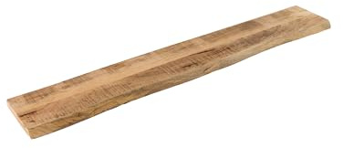 SAM Wandregal Amanda, Mangoholz massiv & rau/Natur, Holzregal/Steckboard mit Baumkante, 110x20 cm Regal