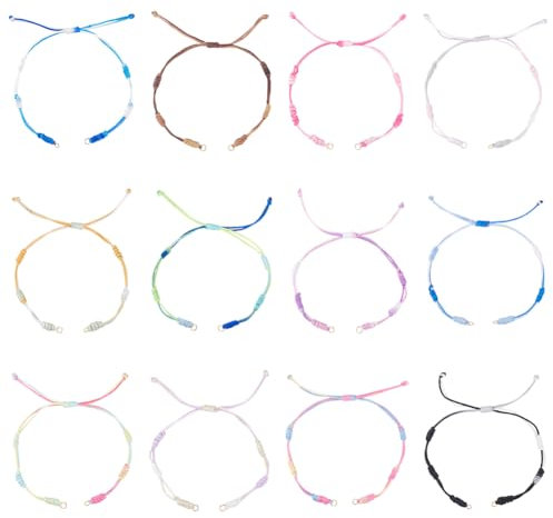 UNICRAFTALE 12pcs 12 colori Bracciale Cordino Intrecciato Regolabile Cordini tinti in Segmenti Corda in Filo di Nylon Tessuto Braccialetti Intrecciati per Braccialetto Amicizia Gioielli Regali per