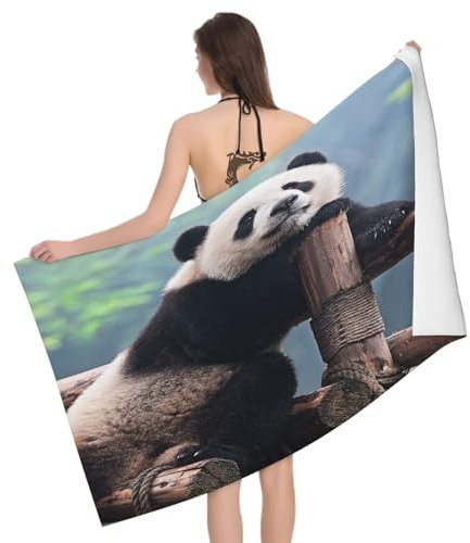 Mikrofaser Strandtuch Pandabär 160x80 cm, 3D Pandabär Badetuch für Erwachsene Weiches Leicht Handtuch Schnelltrocknend Sandfreies Strandhandtuch