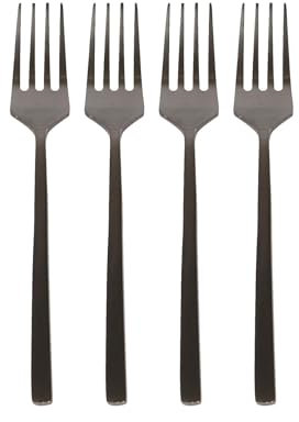 Argon Tableware Black Stainless Steel Cake Forks Set of 4-15cm Dessert Forks for Pastries, Cakes and Sweet Treats - Elegant Modern Cutlery with Durable Rust-Resistant Finish for Dining and Parties