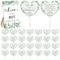30Pcs Wedding Fan Gifts for Guests Greenery Handheld Fan with 1 Wedding Table Sign, Greenery Wedding Favors Thank You Fans for Guests Hostess Gifts Plastic Handheld Heart Shape Fan Green Leaf Pattern