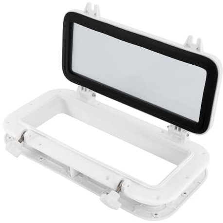 Ventana rectangular de ojo de buey yate para barcos, yates, autocaravanas, blanco y negro, tamaño externo (largo x ancho): 400 x 200 mm