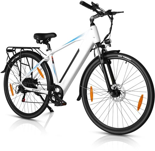 AOIHO E Bike, 28 E Bike Herren, Elektrofahrräder City E Bike Damen mit 48V 499.2Wh Akku, Bis zu 100KM, 250W Motor, 7-Gang, LCD-Display, Elektrofahrrad mit Tempomat Modus, E Fahrrad Pedelec 25 km/h