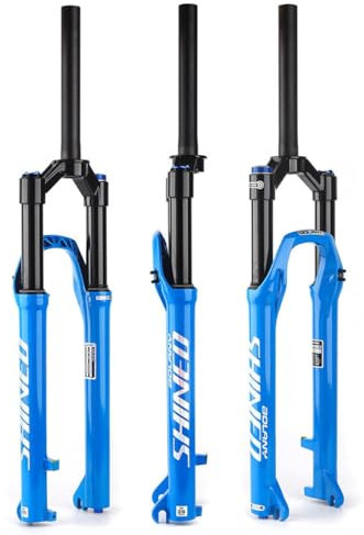 KANGXYSQ Forcella Ad Aria Ammortizzata for Mountain Bike 27,5 29'' 1-1/8'' Dritto Forcelle Anteriori Escursione 120 Mm QR 9x100 Mm Freno A Disco for XC/AM DH Rebond Réglable(Blue Manual,29)
