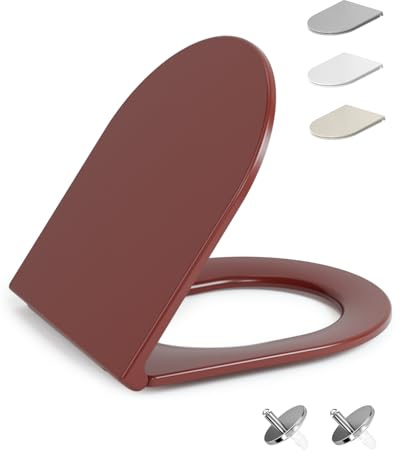 HySail Hochwertiger Toilettendeckel mit Absenkautomatik, Schnellverschluss und Hygienischer Oberfläche – Robust, Umweltfreundlich, Farbbeständig, in Mehreren Farben (Karmesinrot, D-Form Kurz)