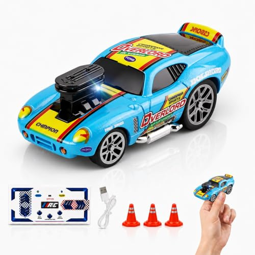 funnykid Mini Drift RC Car – Ferngesteuertes Auto Geschenk Spielzeug ab 3 4 5 6 7 8 9 10 Jahre Jungen, 1:64 mit Metallgehäuse, 3 Gang, Typ-C, 30 m Range, 30 Min Laufzeit, baubarer Rennteam Fuhrpark