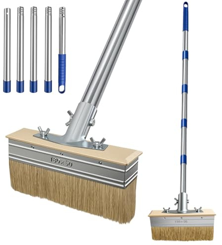 Ftrule Flächenstreicher Pinsel mit Teleskopstange, Deckenbürste mit Langem Griff, Terrassenbürste mit Griff, Kleisterbürste Flächenstreicher Pinsel, für Wände Schränke Zäune Terrassen, 135cm