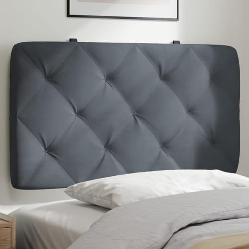 Yunovire Kopfteil-Kissen Dunkelgrau 90 cm Samt, Wandmontage, gepolstert, weich, für Betten und Schlafzimmer, Rückenunterstützung, Komfort-Polster
